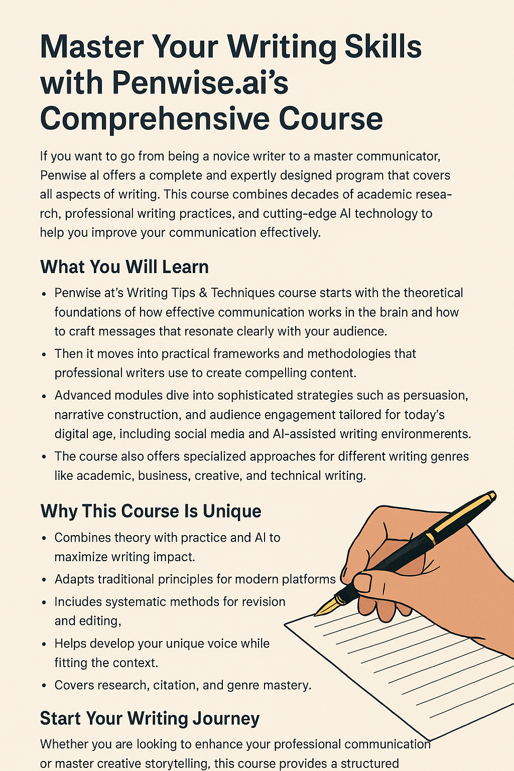 Master Your Writing Skills with Penwise.ai’s Comprehensive Course